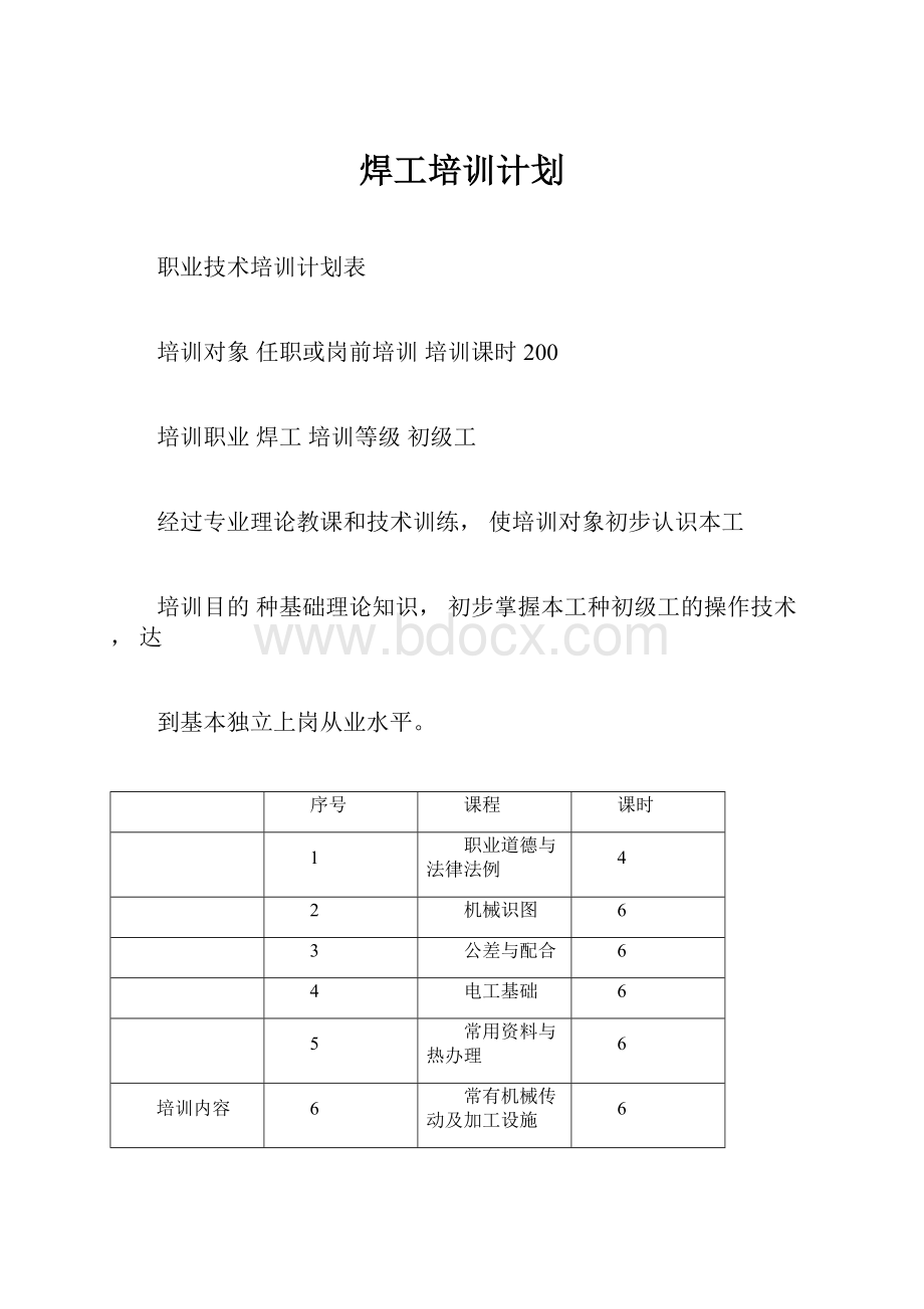 焊工培训计划.docx