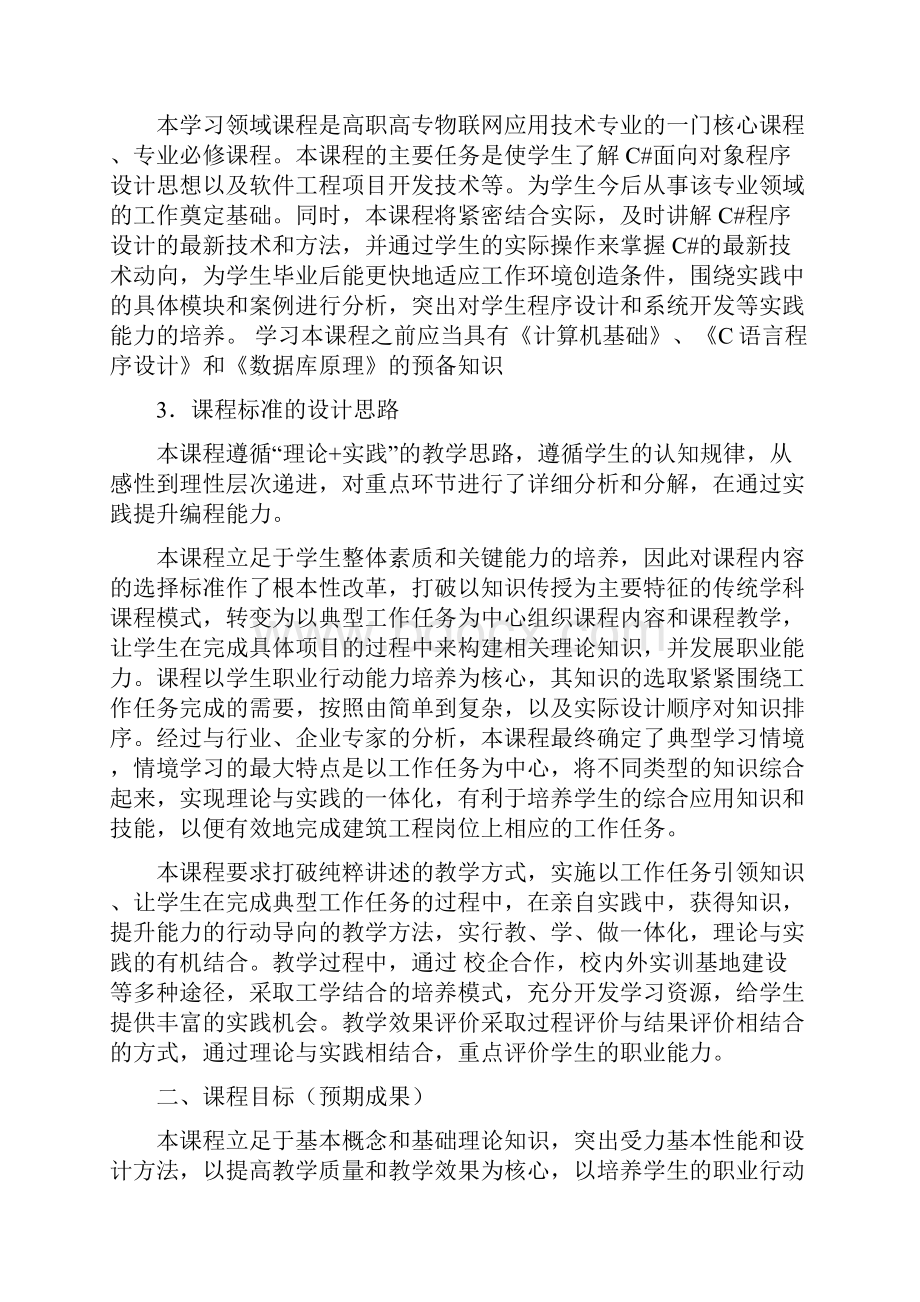 山东科技职业学院物联网应用技术专业核心课程规范标准文档格式.docx_第2页