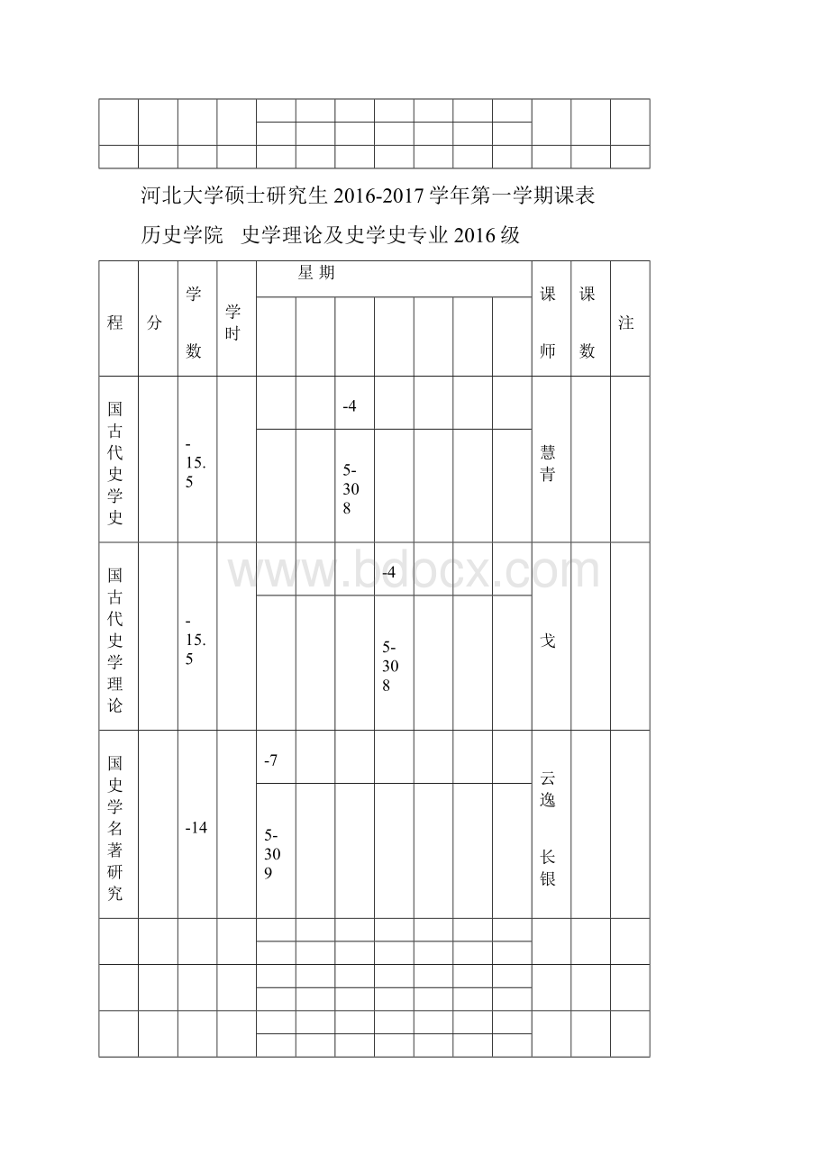 河北大学硕士究生学年第一学期课表.docx_第2页