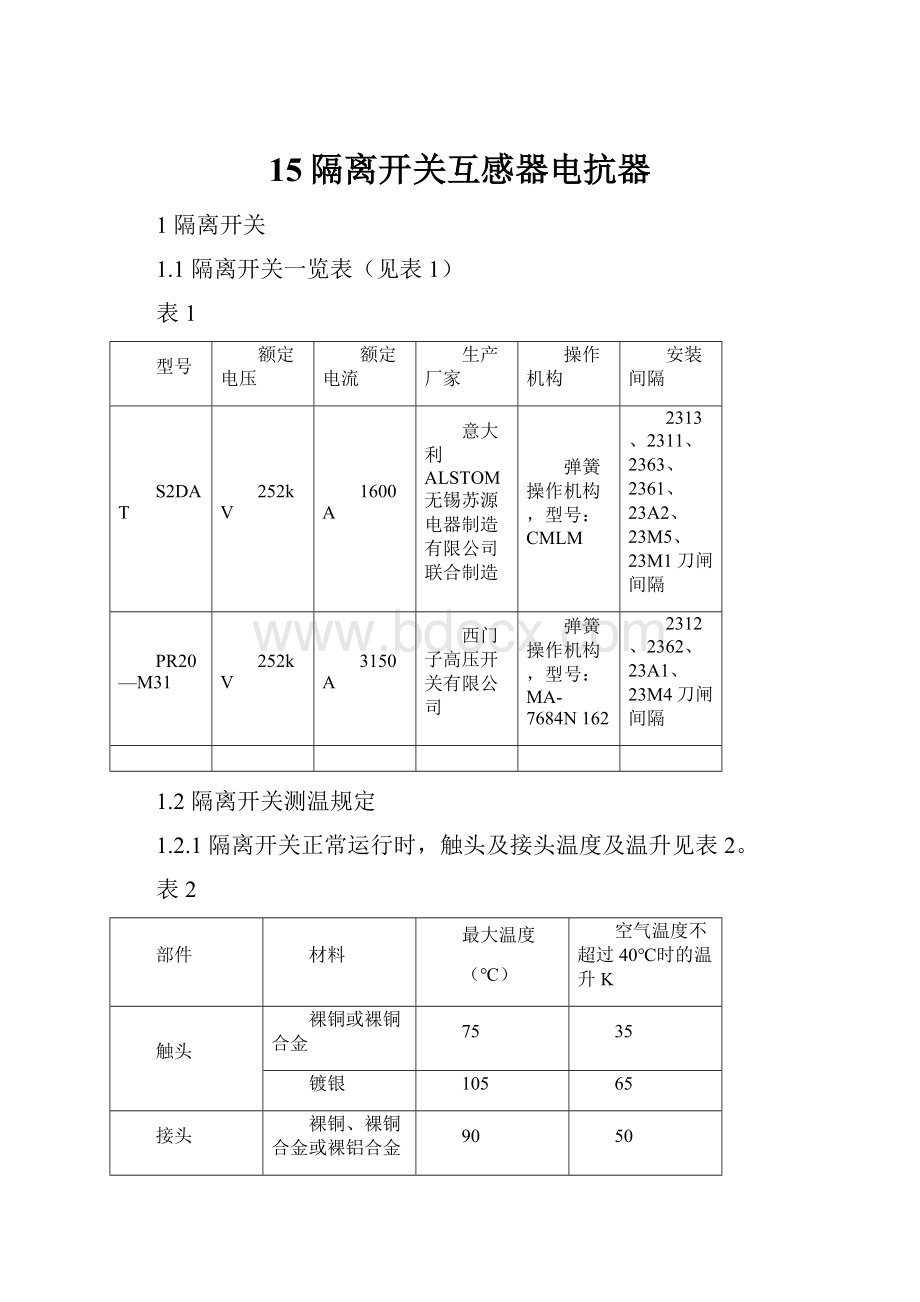 15隔离开关互感器电抗器Word下载.docx