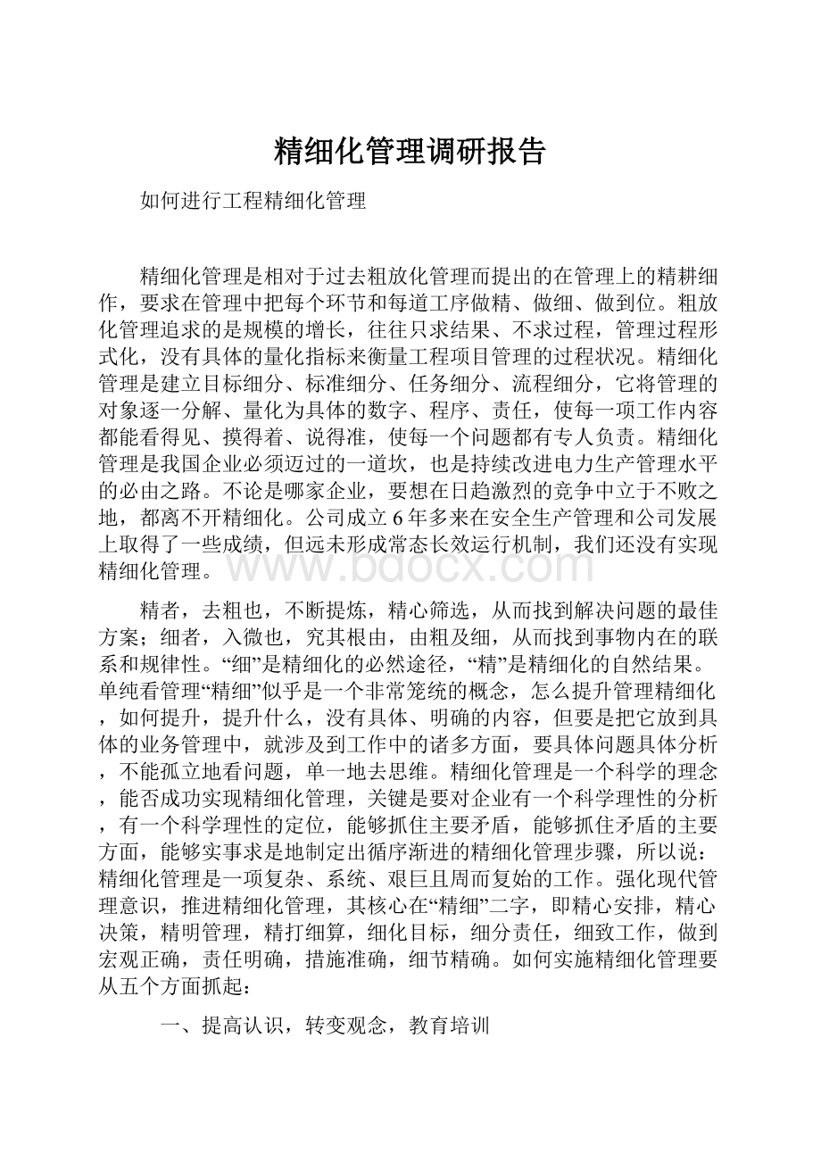 精细化管理调研报告Word文件下载.docx