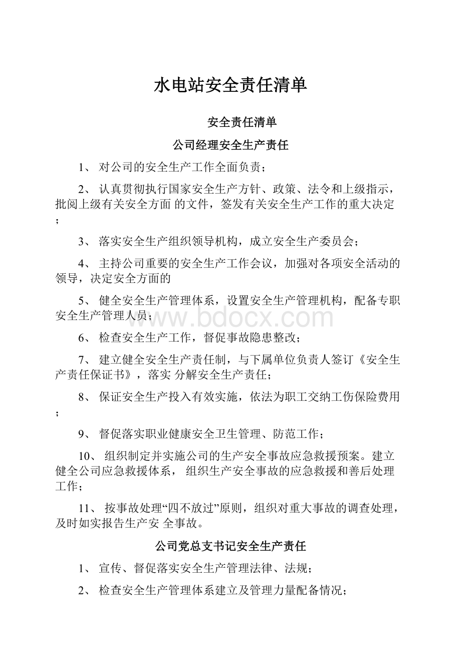 水电站安全责任清单.docx