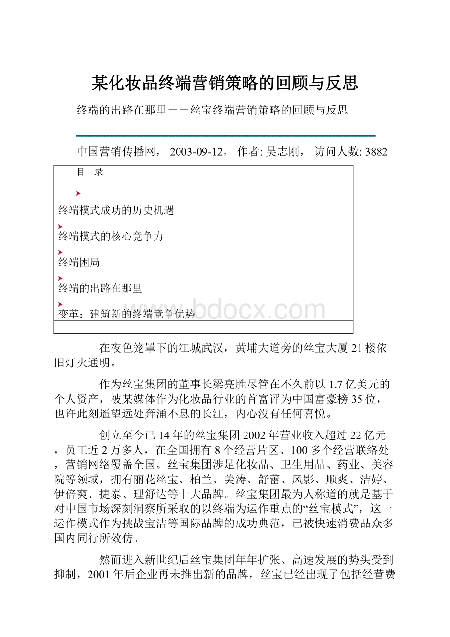 某化妆品终端营销策略的回顾与反思Word格式.docx_第1页