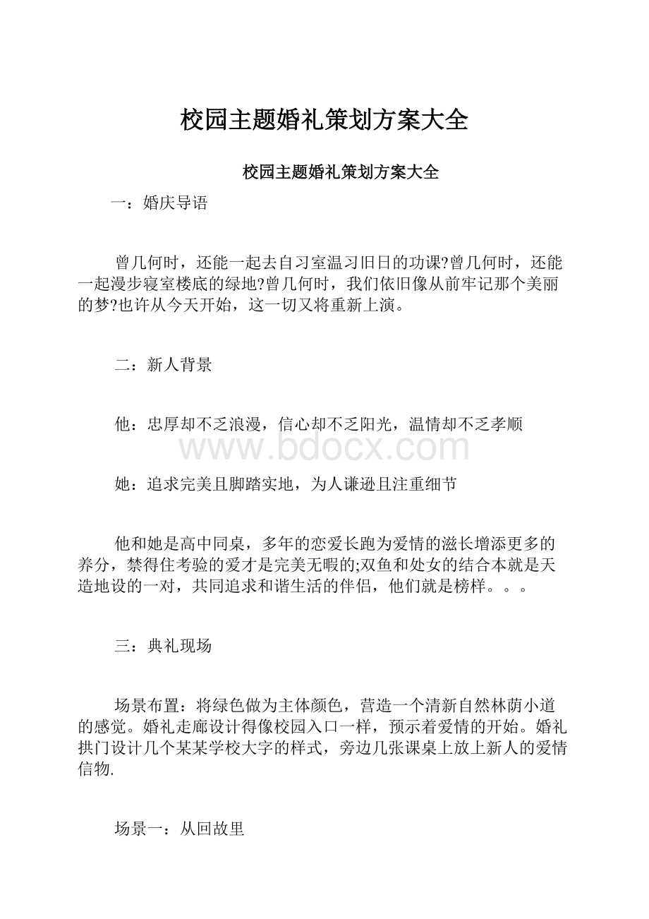 校园主题婚礼策划方案大全.docx