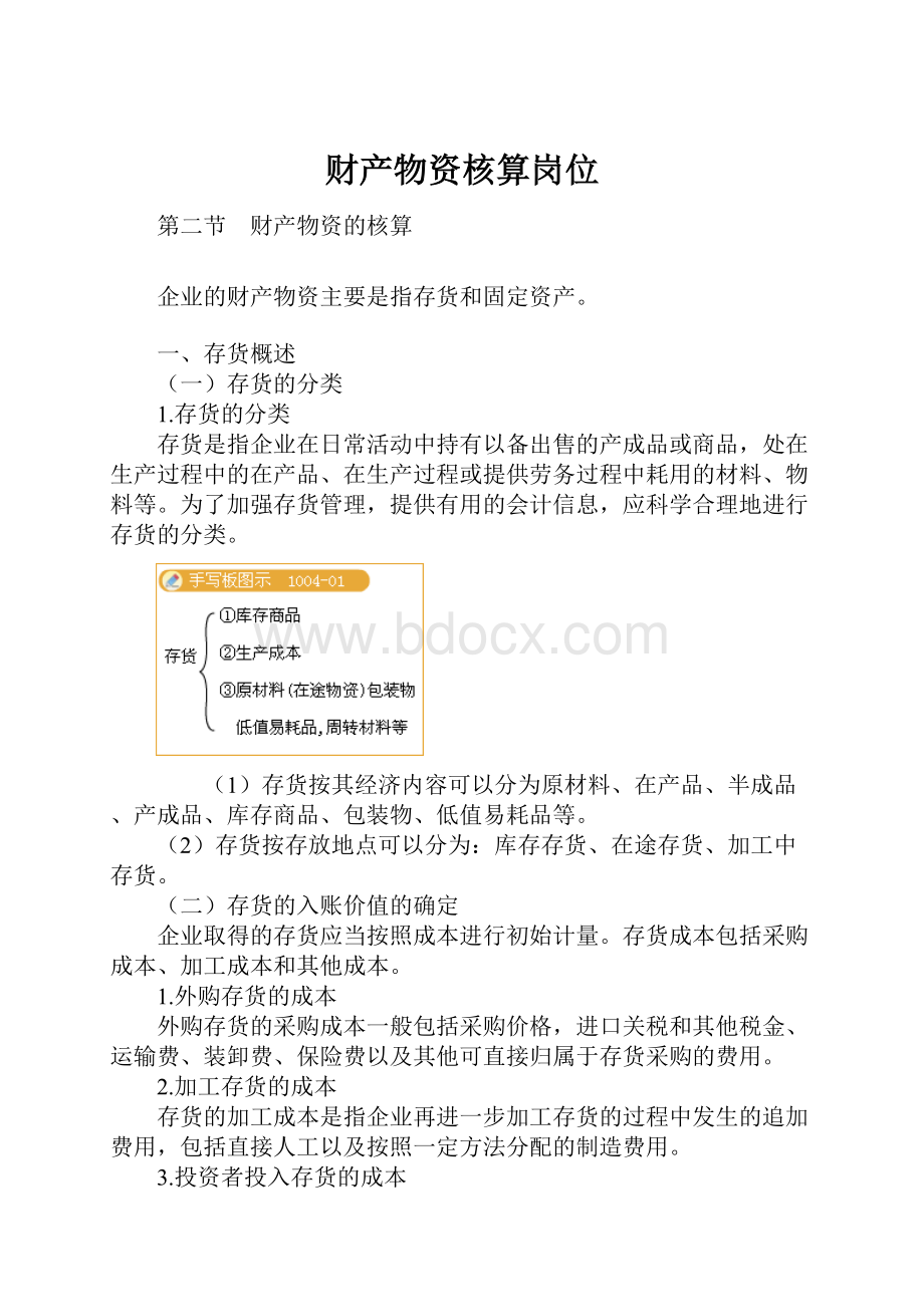 财产物资核算岗位Word下载.docx