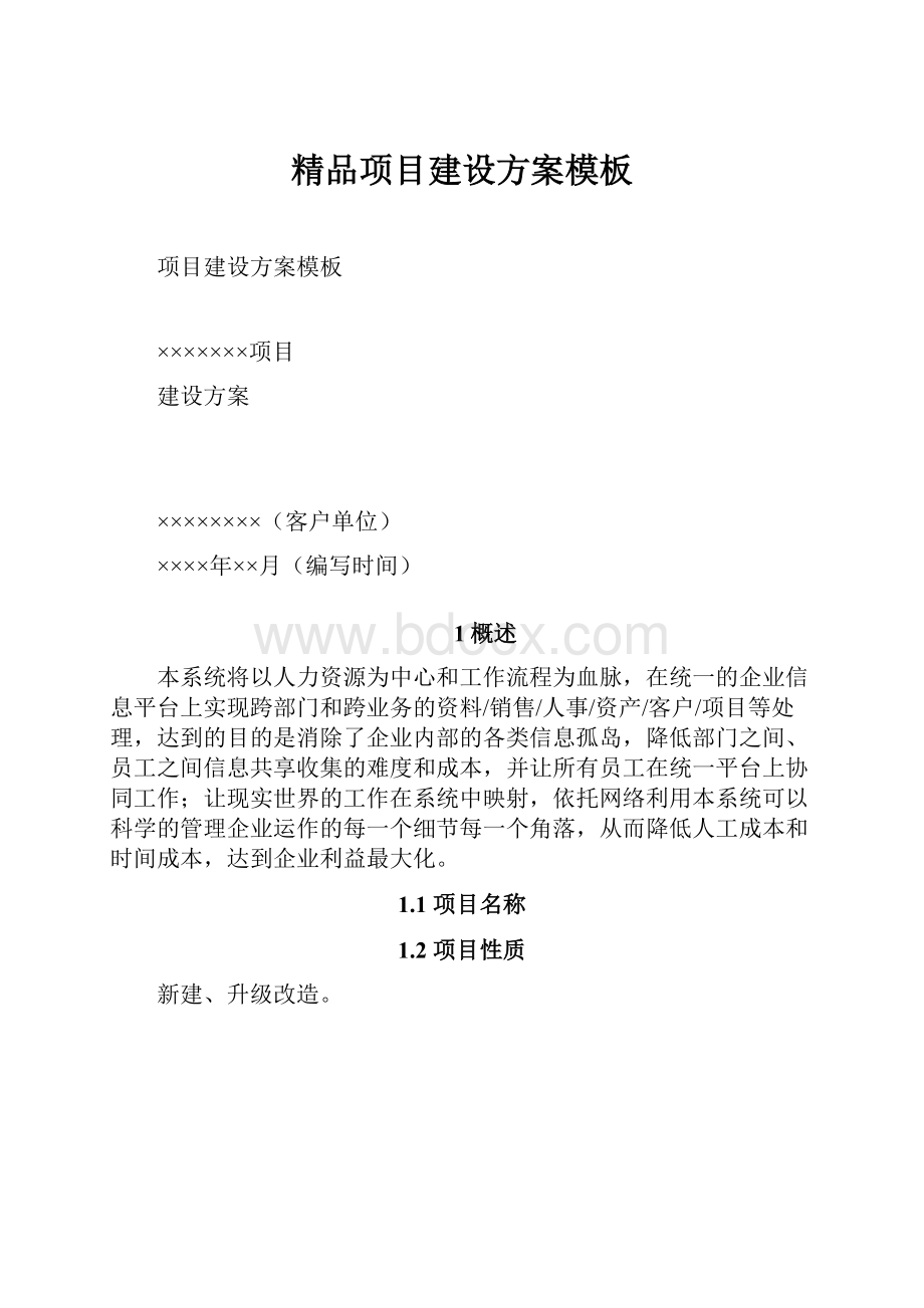 精品项目建设方案模板Word格式文档下载.docx