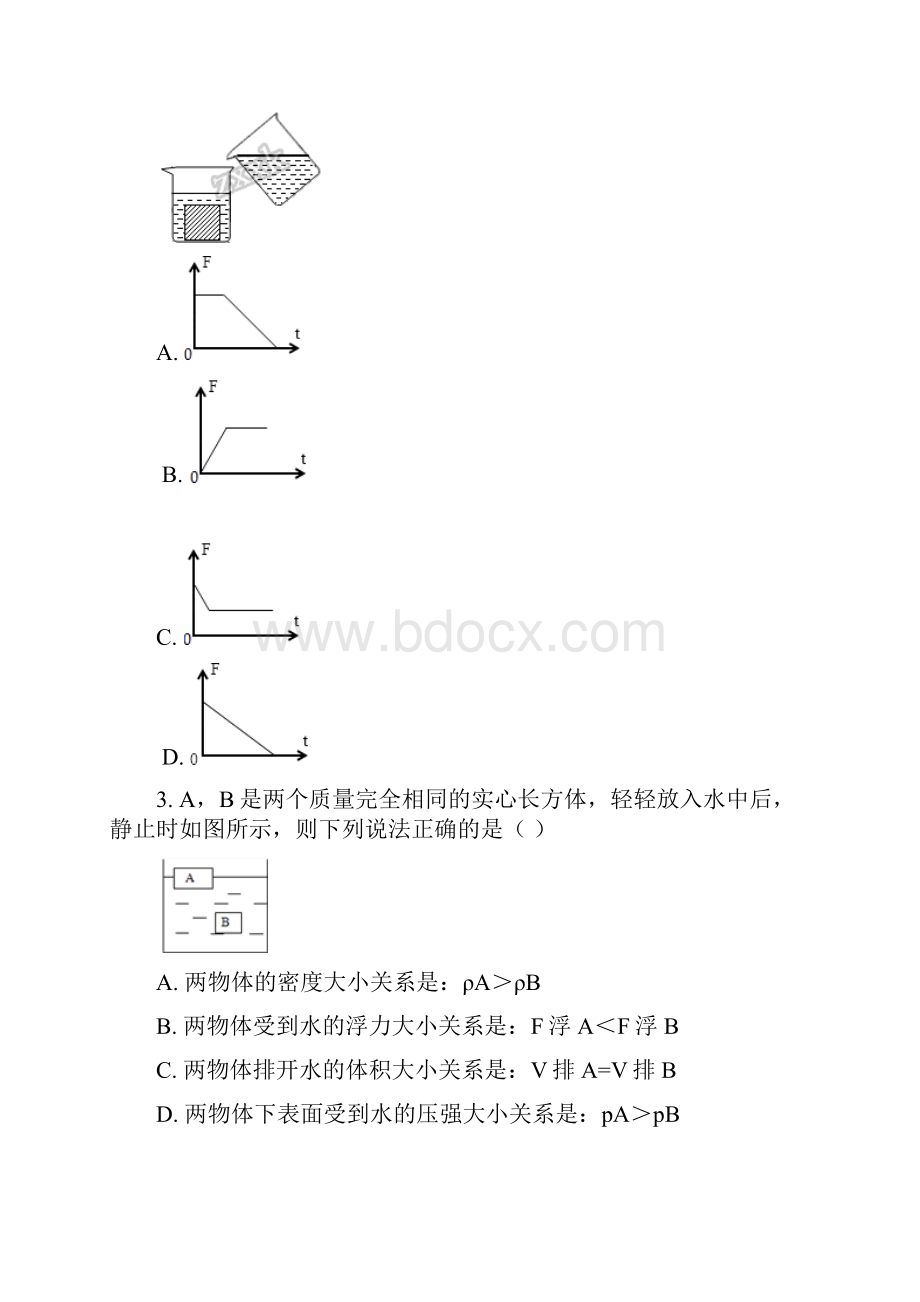 人教版八年级物理下册第十章《浮力》测试题及答案含三套题文档格式.docx_第2页