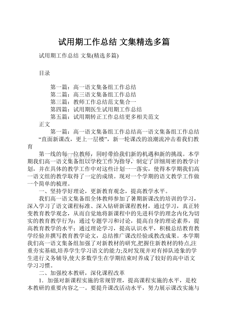 试用期工作总结 文集精选多篇.docx