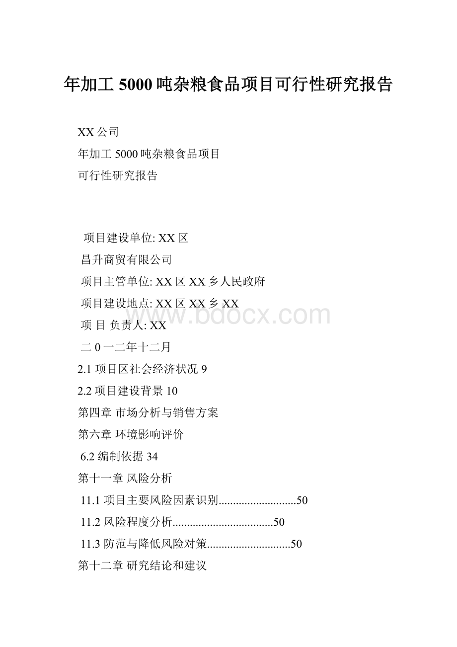 年加工5000吨杂粮食品项目可行性研究报告文档格式.docx