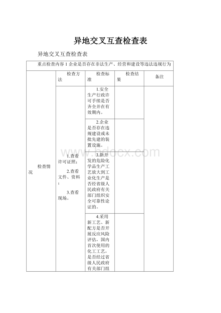 异地交叉互查检查表Word格式.docx