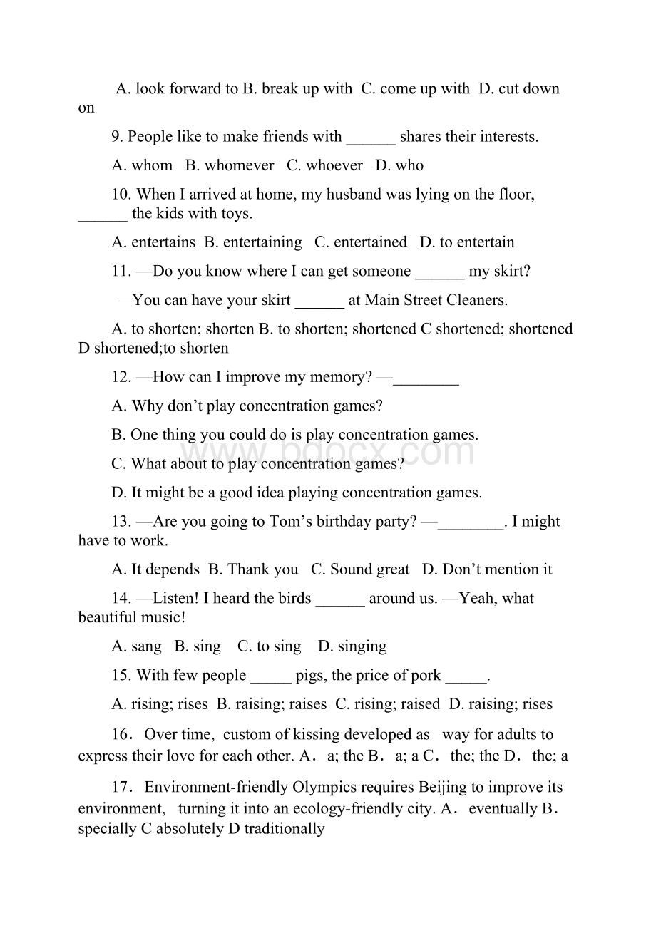 学年高一英语下学期期末测试题及答案.docx_第2页