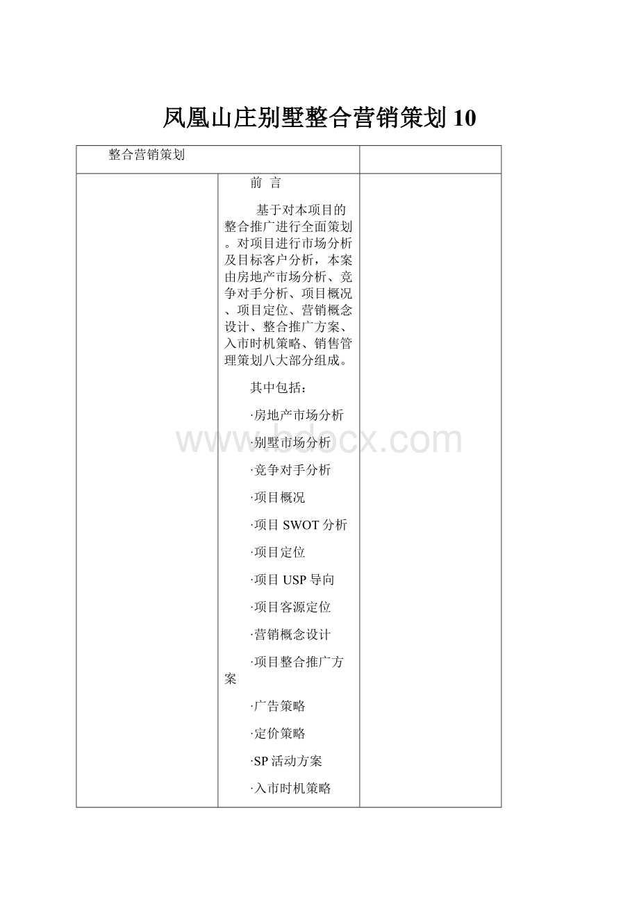 凤凰山庄别墅整合营销策划10.docx_第1页