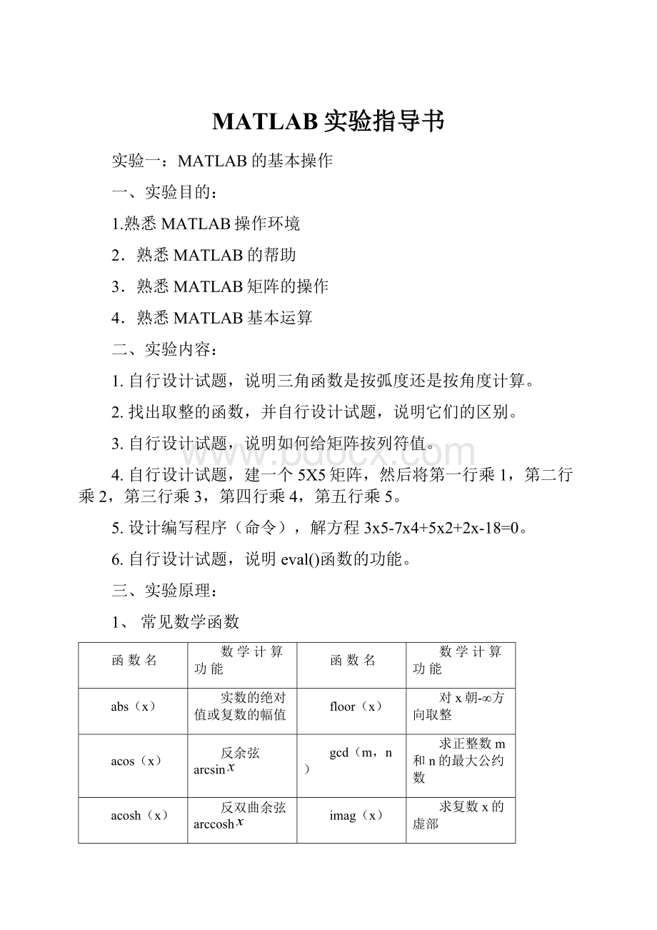 MATLAB实验指导书Word文档格式.docx_第1页