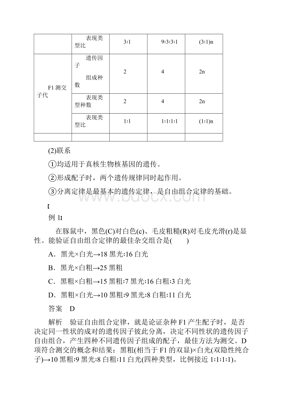 重点资料高中生物 第1章 第2节第2课时 对自由组合现象解释的验证和自由组合定律学案 新人教版必修2.docx_第3页