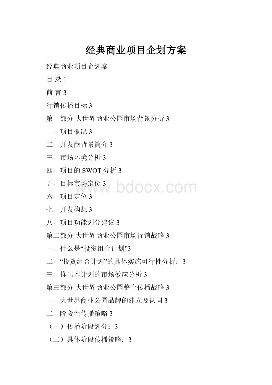 经典商业项目企划方案Word文档格式.docx