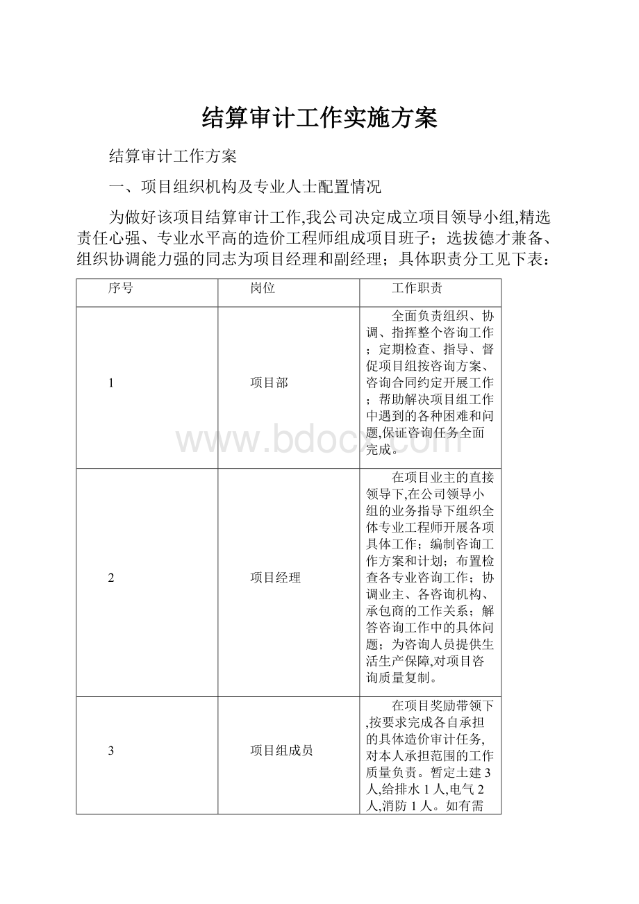 结算审计工作实施方案.docx_第1页