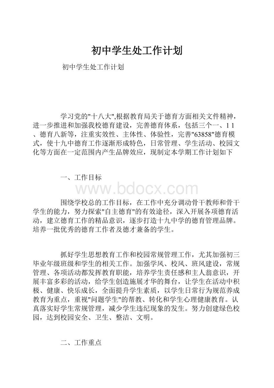 初中学生处工作计划.docx