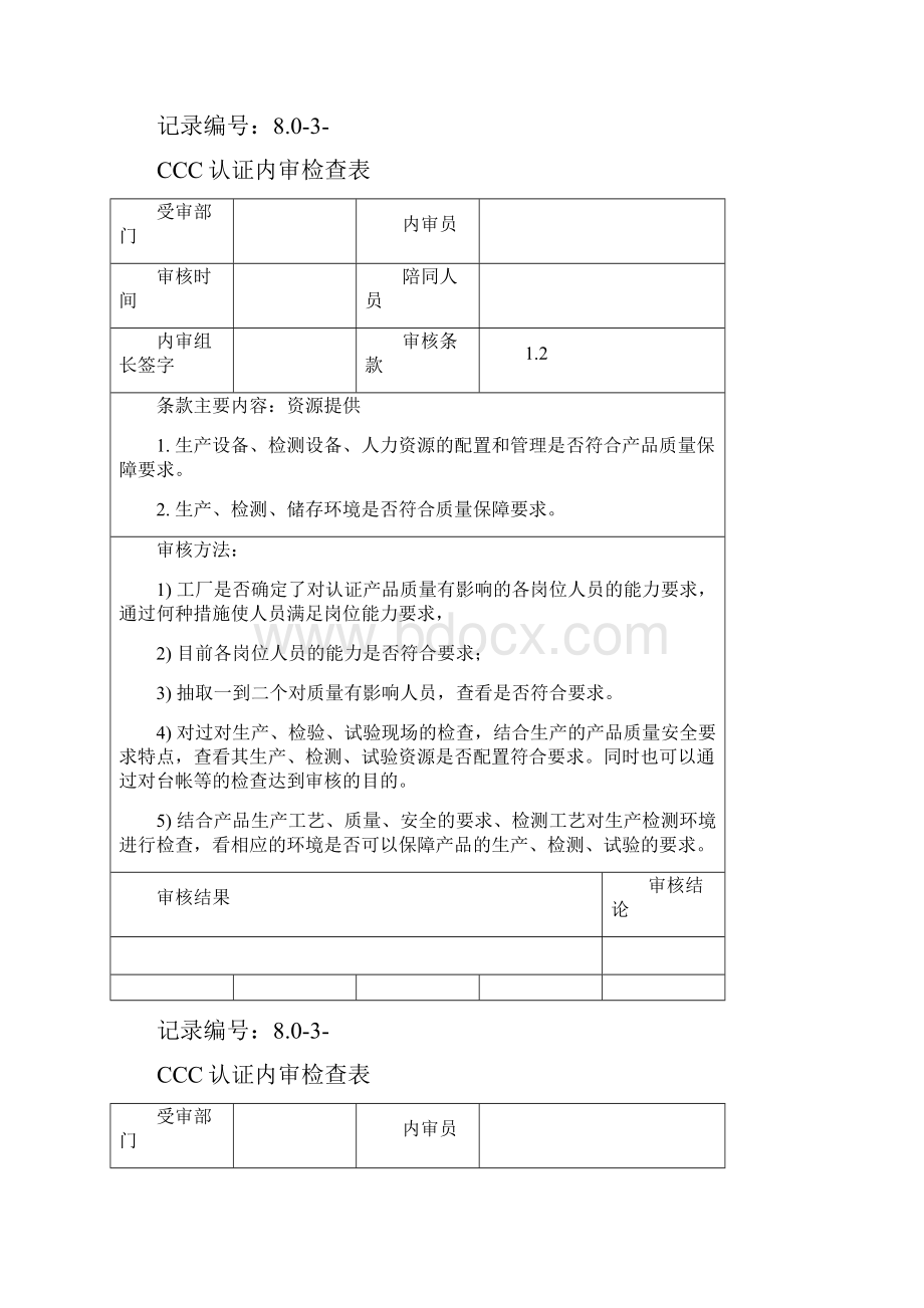 CCC认证内审查检表.docx_第2页