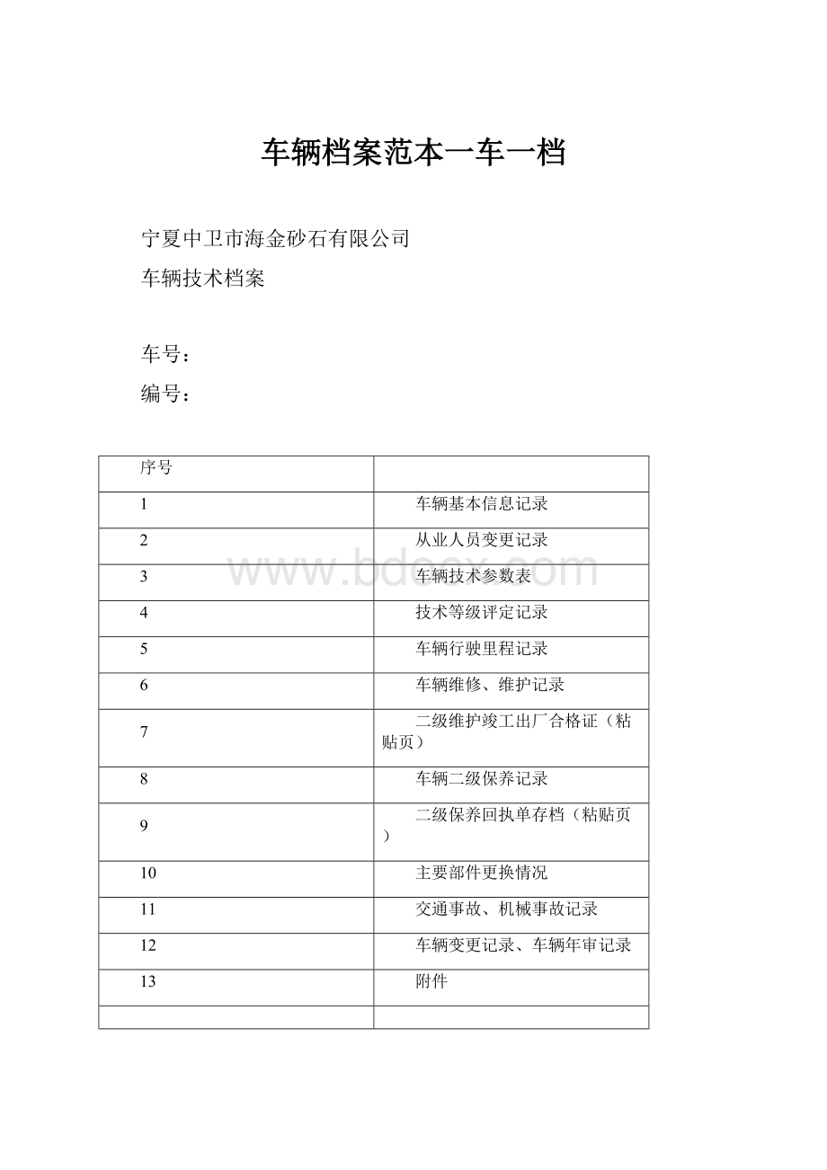 车辆档案范本一车一档.docx_第1页