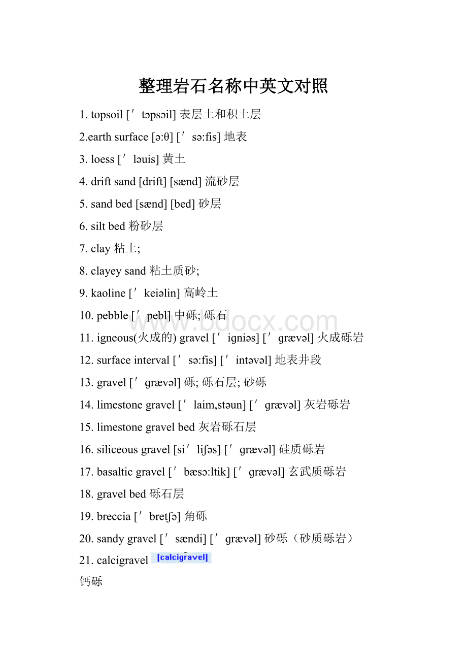 整理岩石名称中英文对照.docx