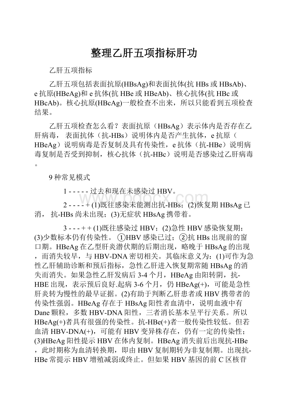 整理乙肝五项指标肝功Word格式文档下载.docx_第1页