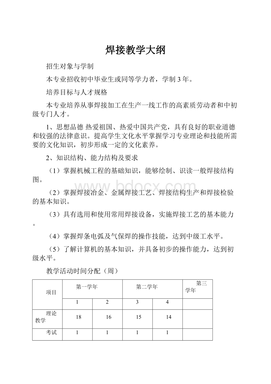 焊接教学大纲文档格式.docx