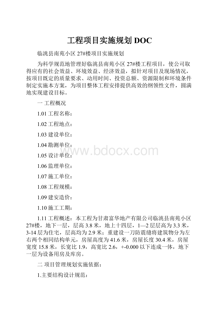 工程项目实施规划DOC.docx