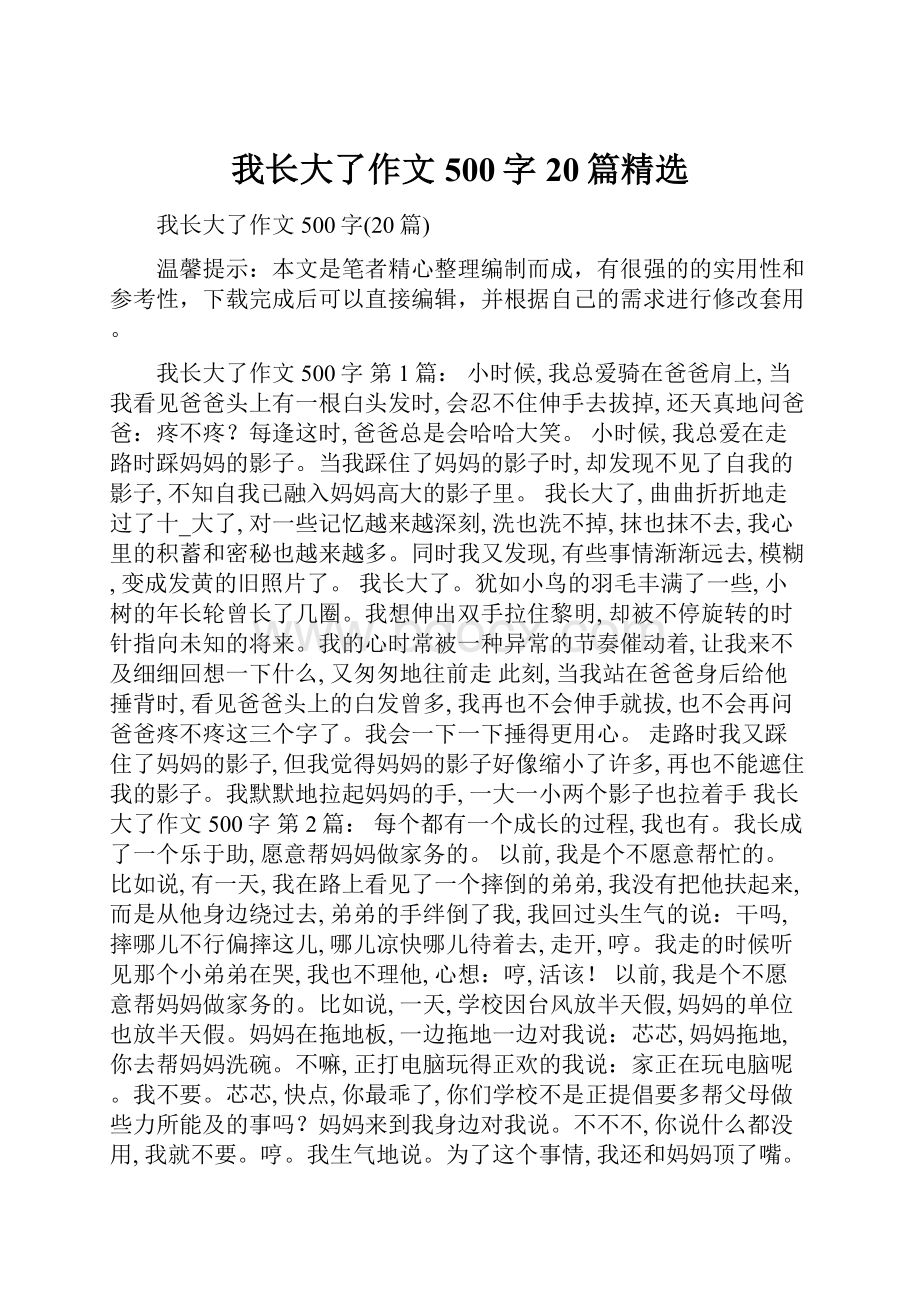 我长大了作文500字20篇精选.docx