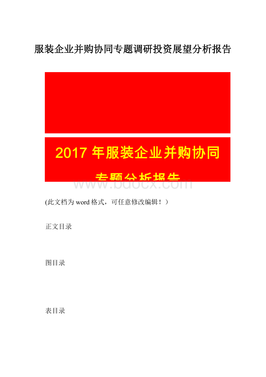 服装企业并购协同专题调研投资展望分析报告Word格式文档下载.docx_第1页