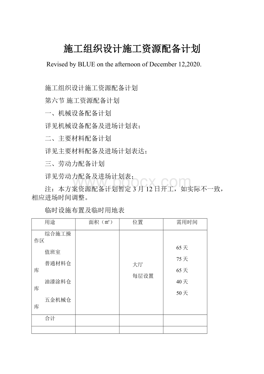 施工组织设计施工资源配备计划文档格式.docx_第1页