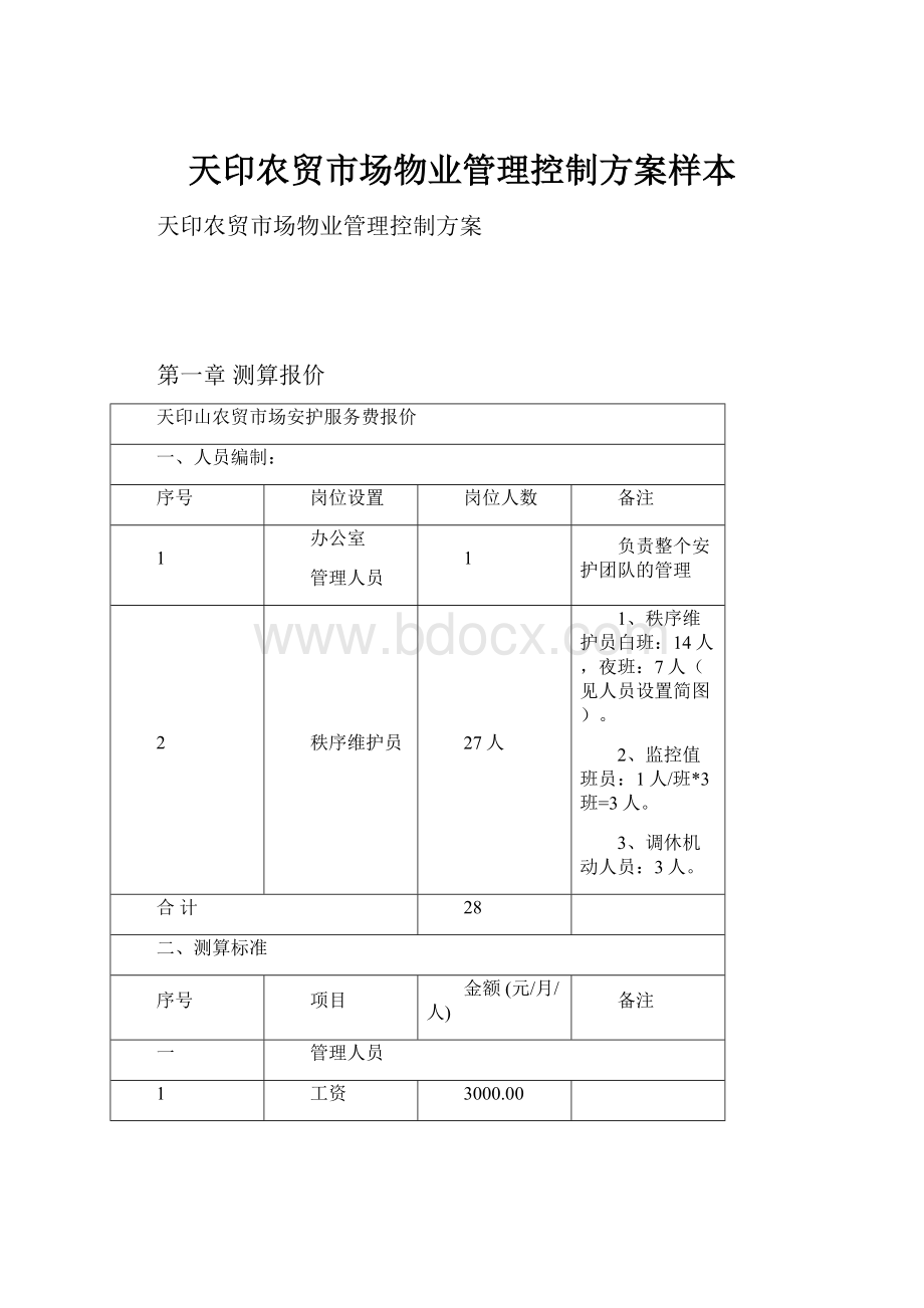 天印农贸市场物业管理控制方案样本.docx_第1页