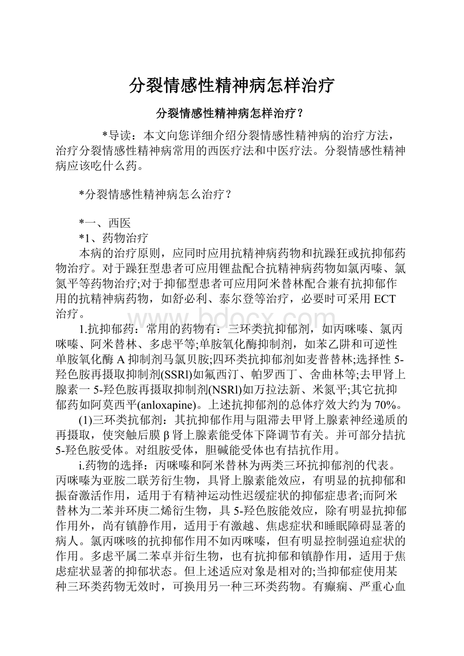 分裂情感性精神病怎样治疗文档格式.docx