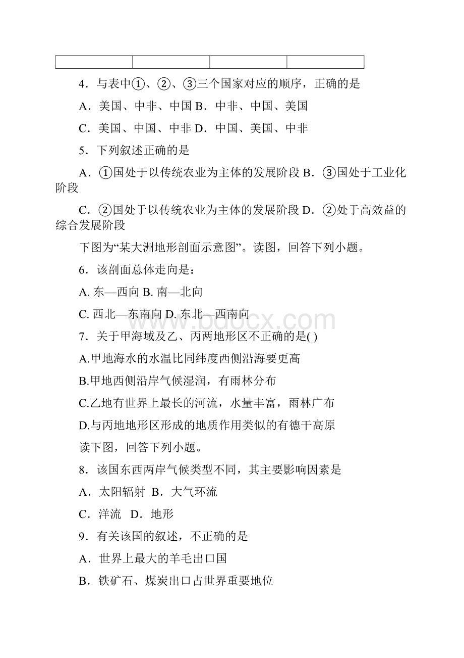 完整word版高三世界区域地理试题六.docx_第2页