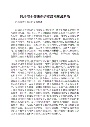 网络安全等级保护定级概述最新版.docx