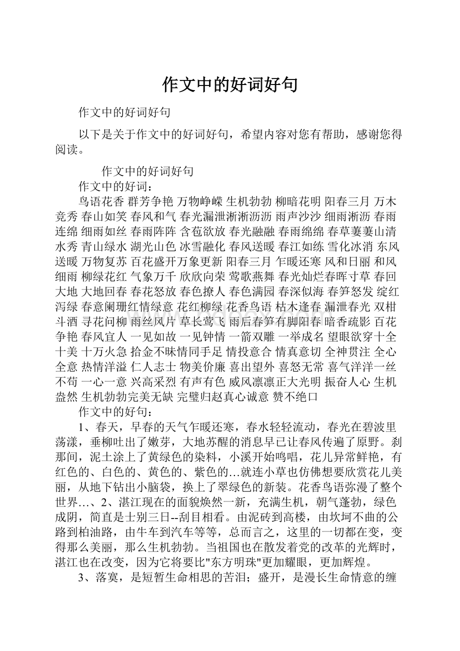 作文中的好词好句文档格式.docx