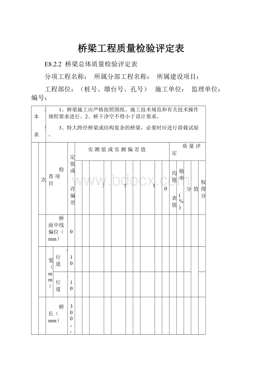 桥梁工程质量检验评定表.docx_第1页