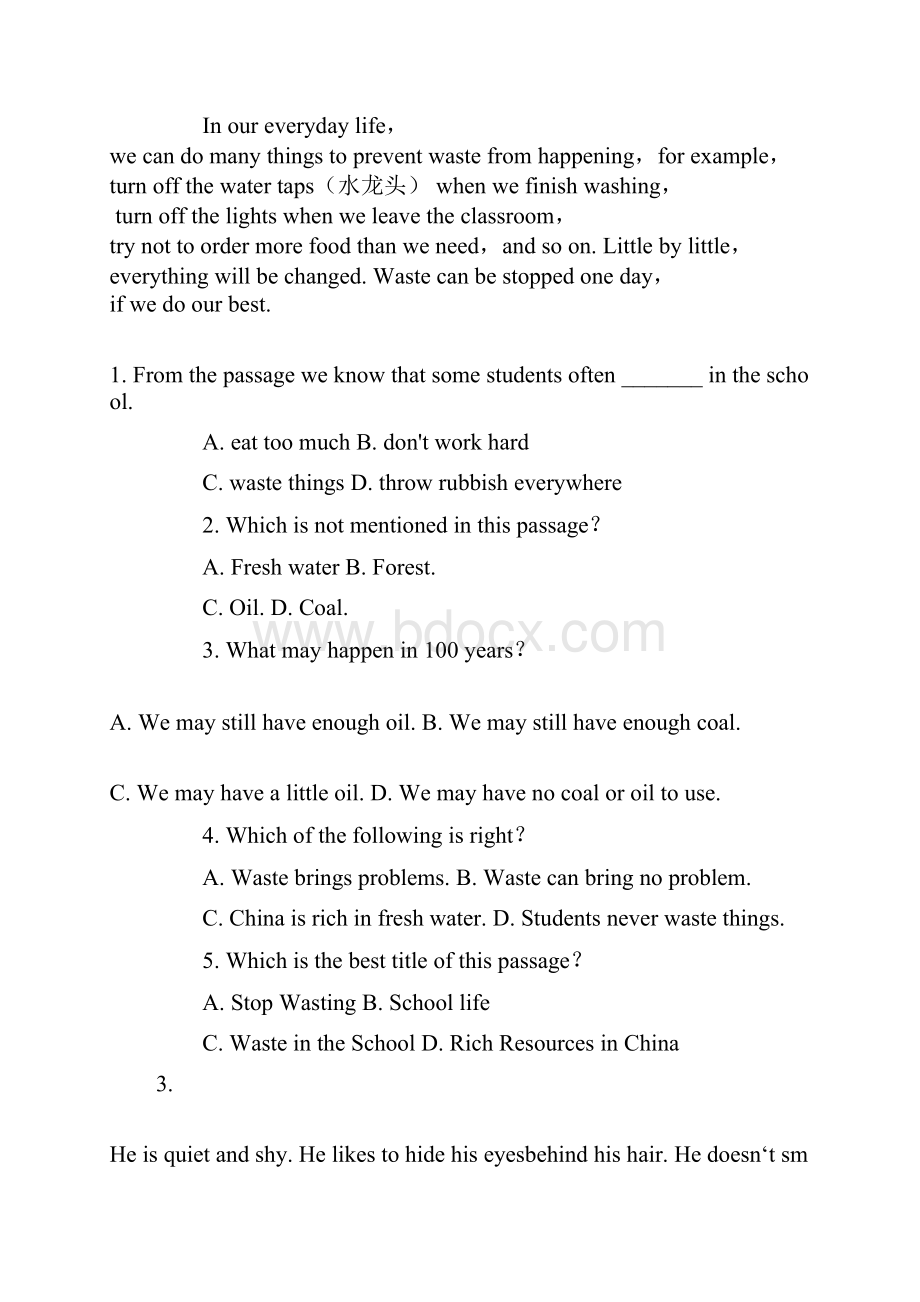 初中英语阅读训练附答案详解Word格式文档下载.docx_第3页