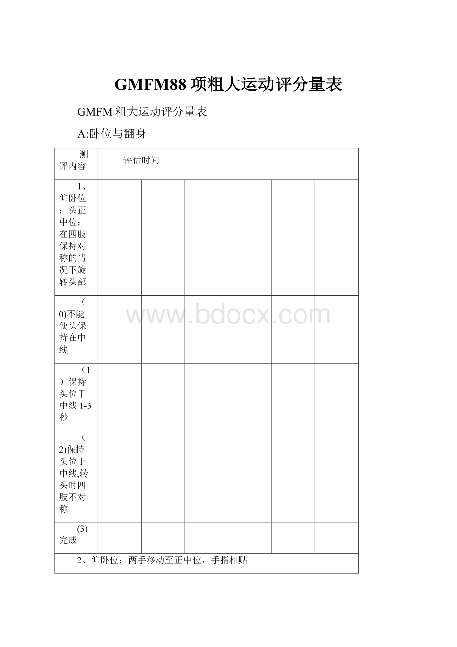 GMFM88项粗大运动评分量表文档格式.docx_第1页