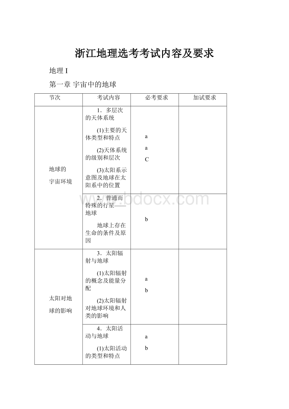 浙江地理选考考试内容及要求.docx