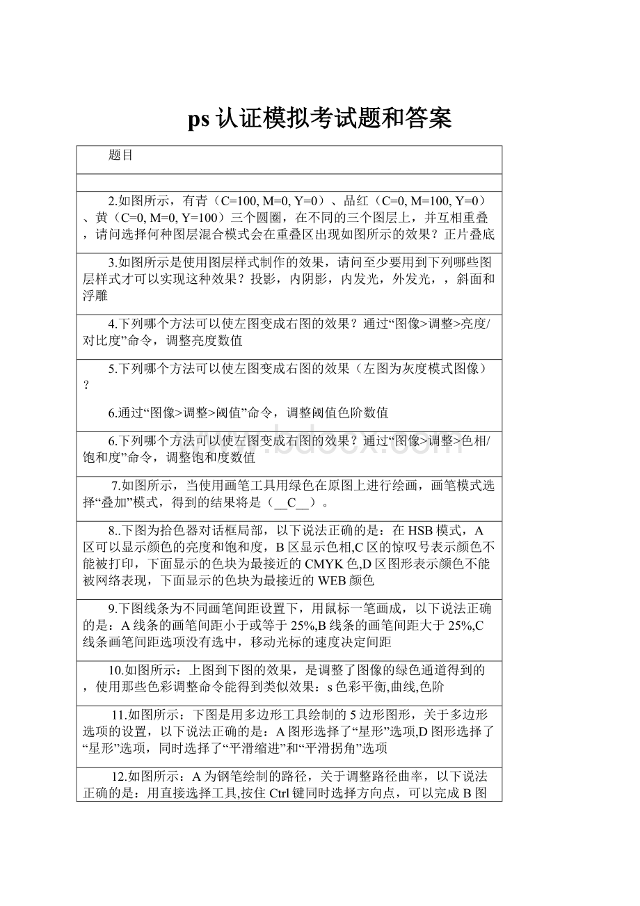 ps认证模拟考试题和答案Word文件下载.docx