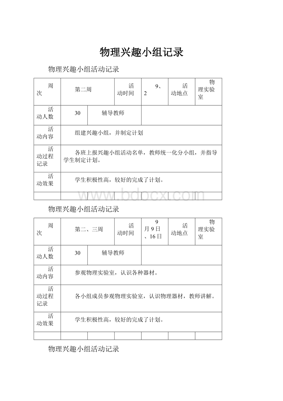 物理兴趣小组记录文档格式.docx