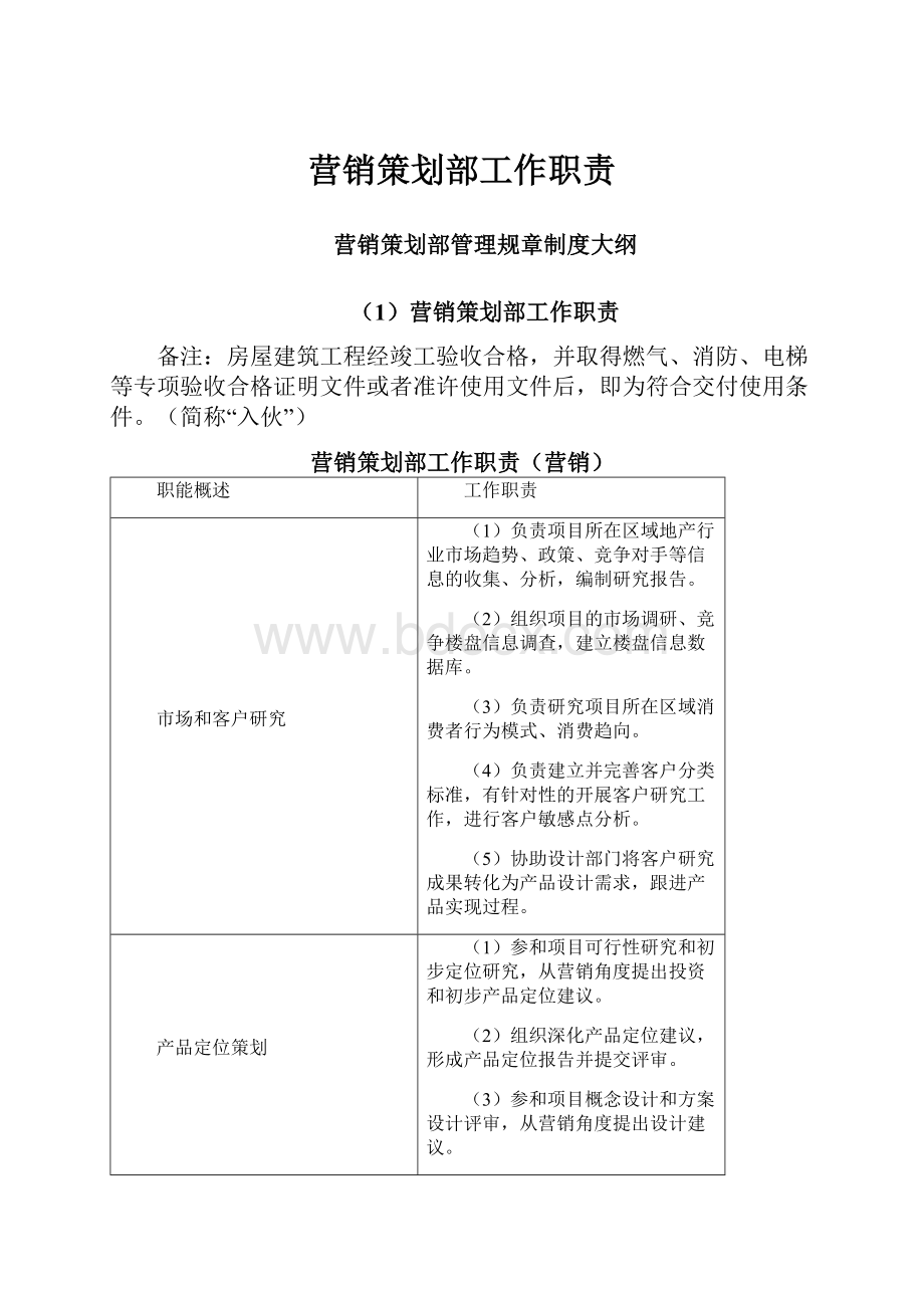 营销策划部工作职责Word文件下载.docx_第1页