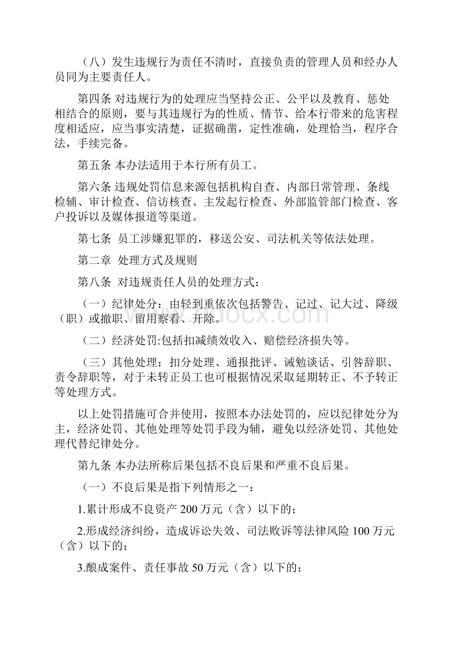 银行员工违规行为处罚管理办法Word文档格式.docx_第2页