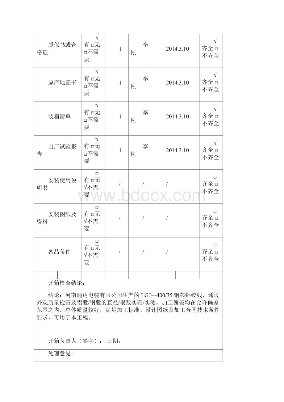 架线设备材料开箱检查记录表Word文档下载推荐.docx_第2页