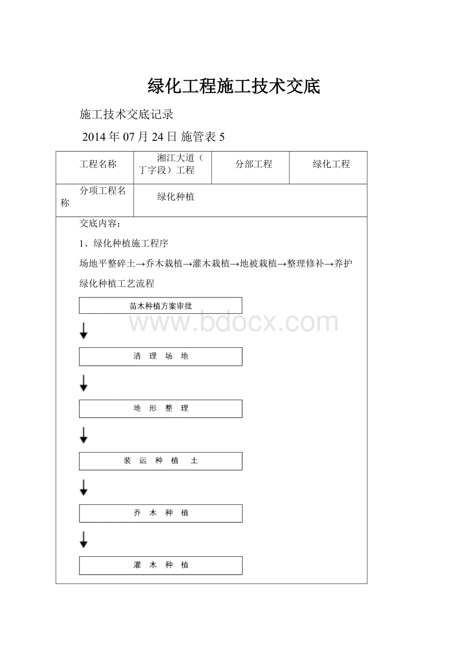 绿化工程施工技术交底Word文件下载.docx