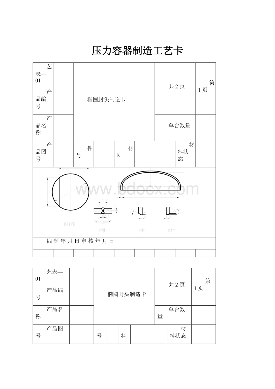 压力容器制造工艺卡.docx_第1页