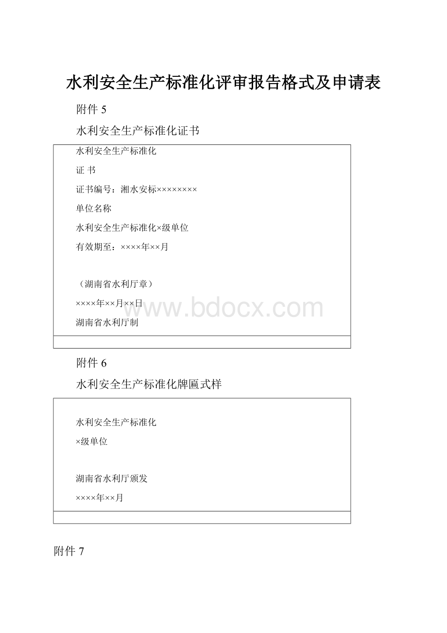 水利安全生产标准化评审报告格式及申请表.docx