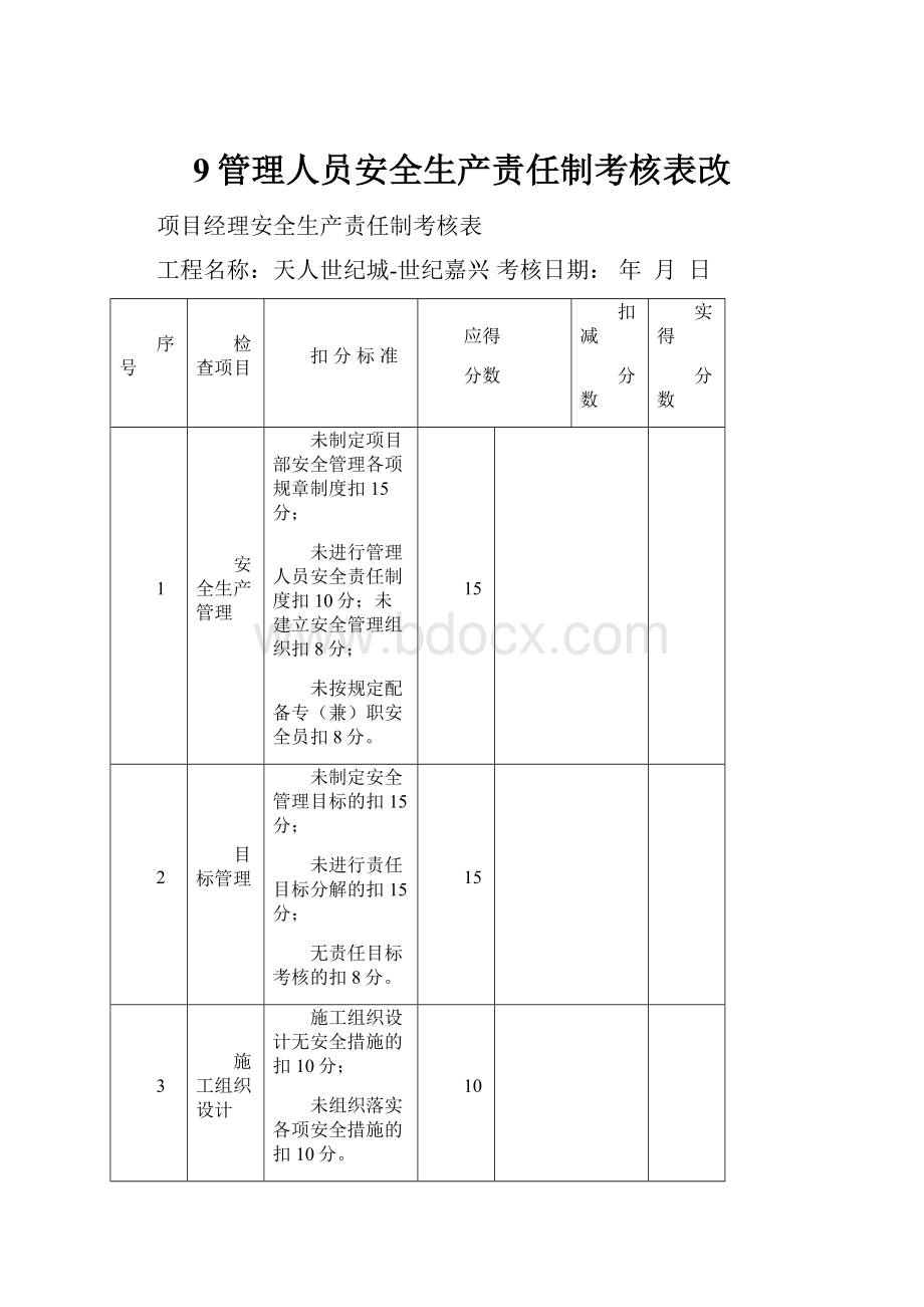 9管理人员安全生产责任制考核表改文档格式.docx