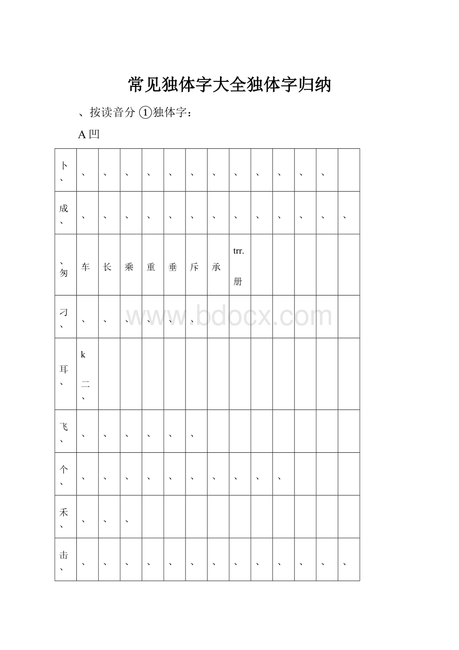 常见独体字大全独体字归纳.docx_第1页