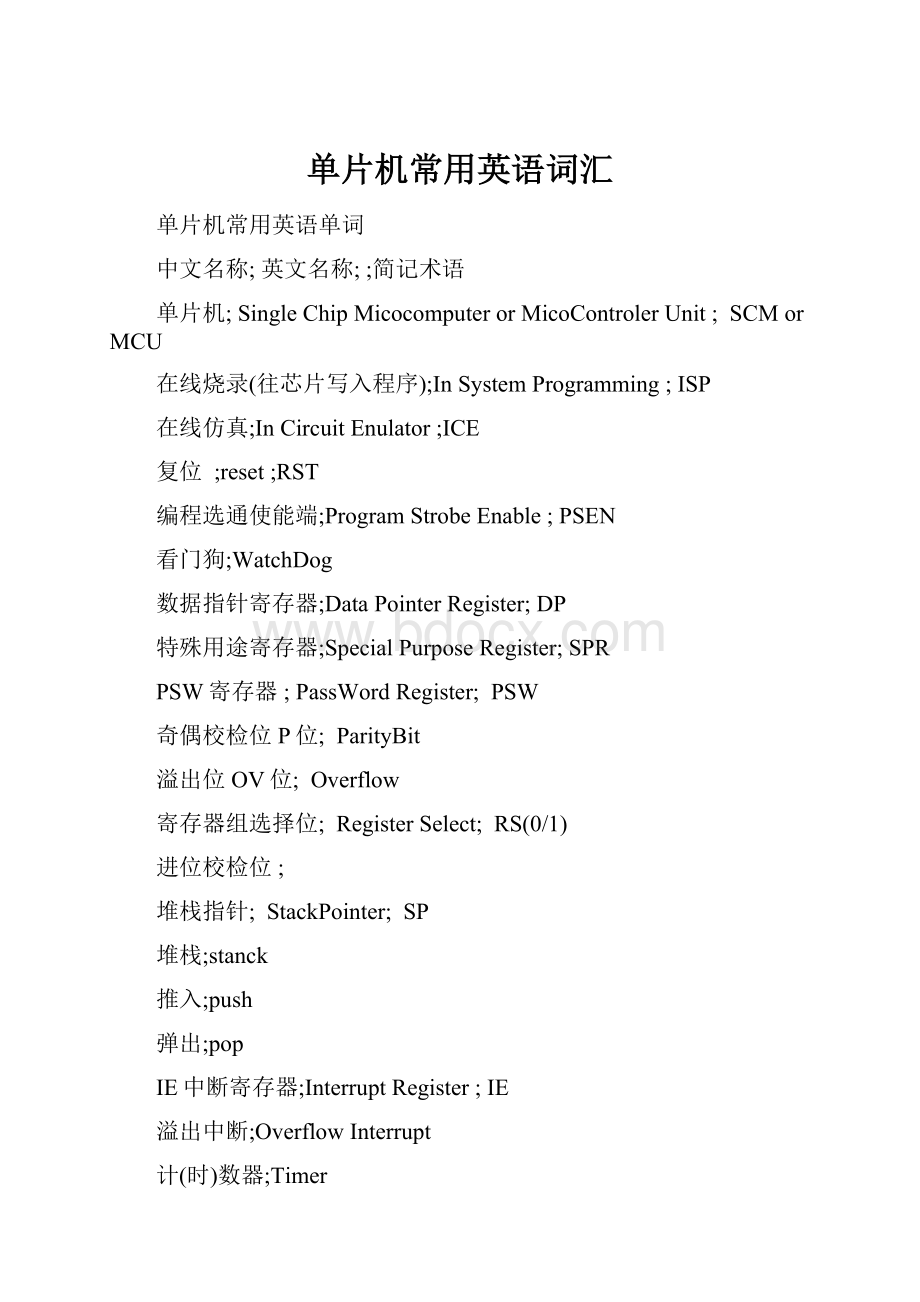 单片机常用英语词汇Word文件下载.docx